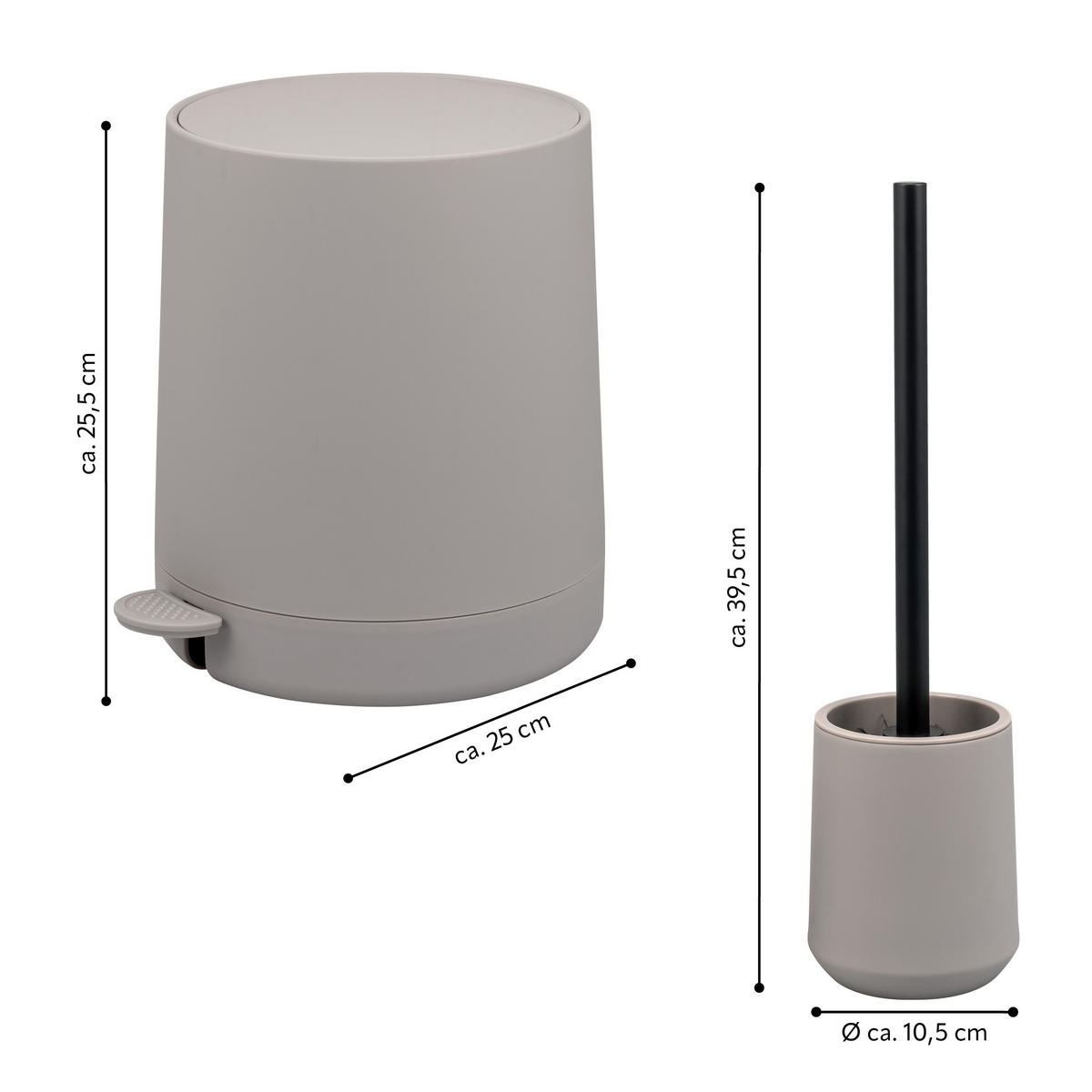 BAD-ACCESSOIRES-SET TESERO, Soft-Touch, taupe - Taupe, Kunststoff (22.5/25.5/25cm) - eluno