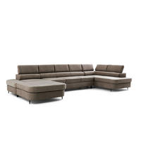 WOHNLANDSCHAFT PRIAM MAXI U – XXL Ecksofa U-form 400 cm inkl. Schlaffunktion, 2 Bettkästen & Kopfteilverstellung Braun - Taupe, Holz/Textil (400/91/203cm) - Muffo
