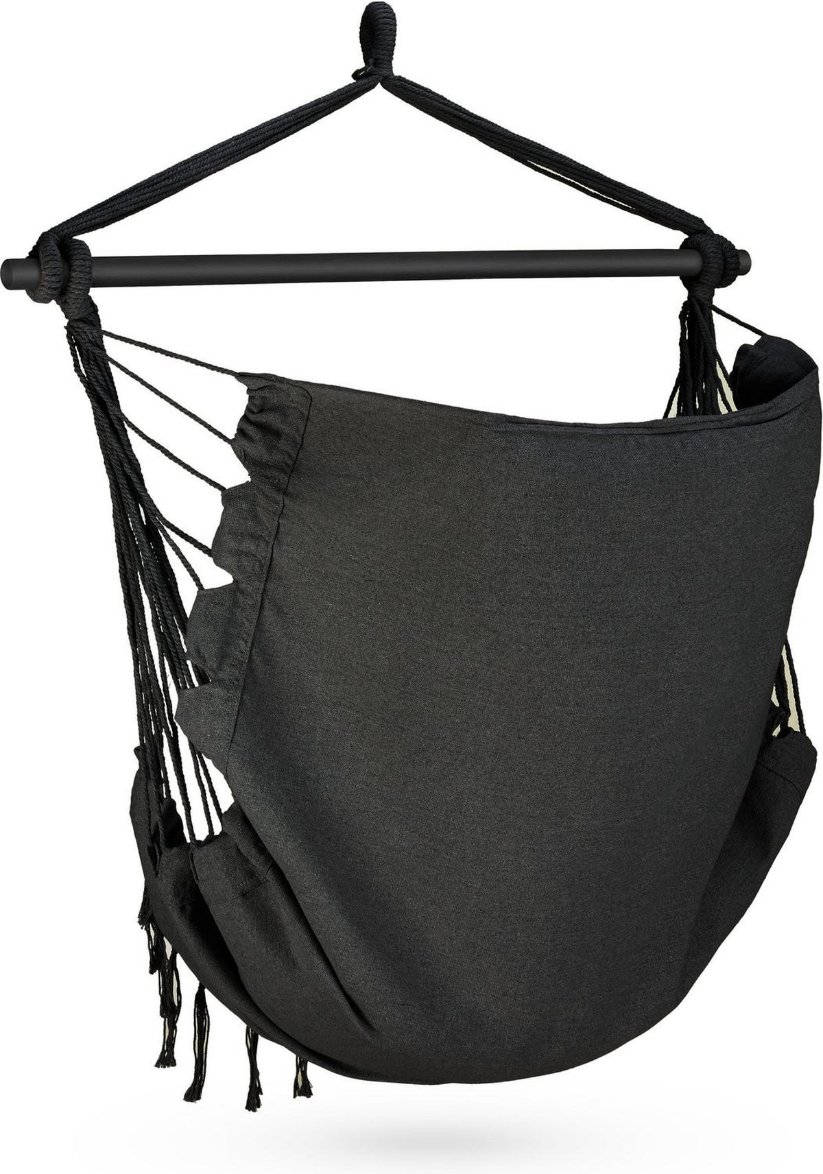 HÄNGESESSEL mit 2 Kissen 75/100/130 cm, bis 140 kg - Schwarz/Weiß, Textil (100/130/75cm) - Outtec