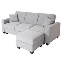 SOFA MIT OTTOMANE Hellgrau - Hellgrau, Textil (217/145cm) - MCW