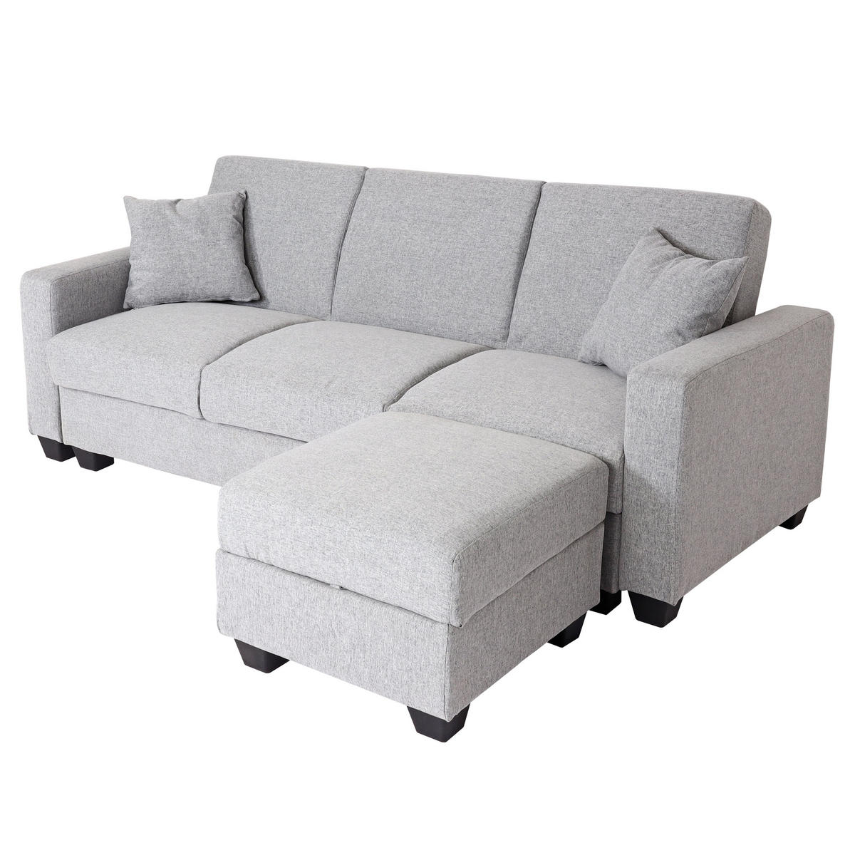 SOFA MIT OTTOMANE Hellgrau - Hellgrau, Textil (217/145cm) - MCW