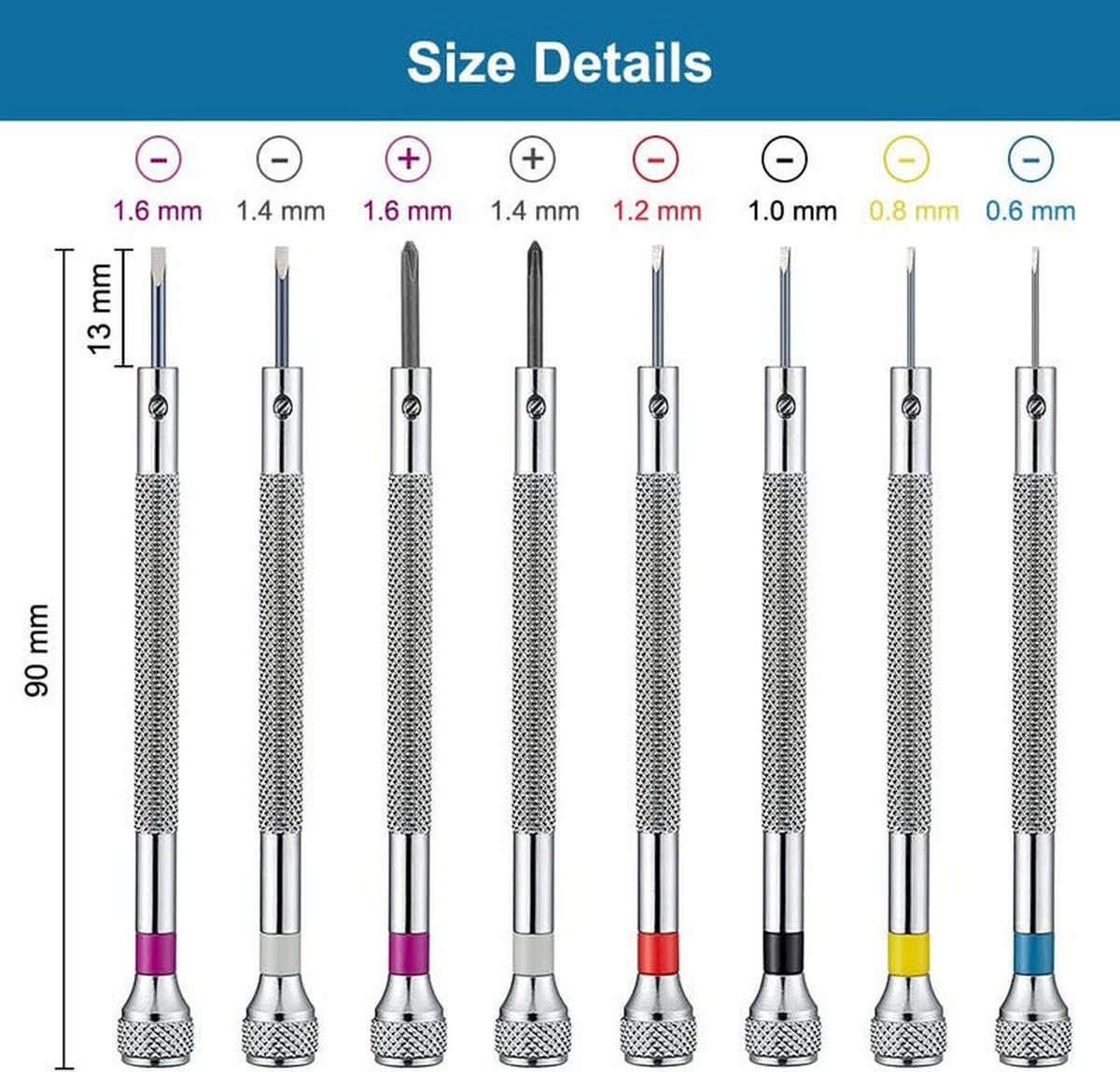 SCHRAUBENDREHER-SET – 8 Schraubendreher – Zur Reparatur von Brillen und Uhren - Multicolor, Metall (11.8/8.8/2.3cm) - DCA