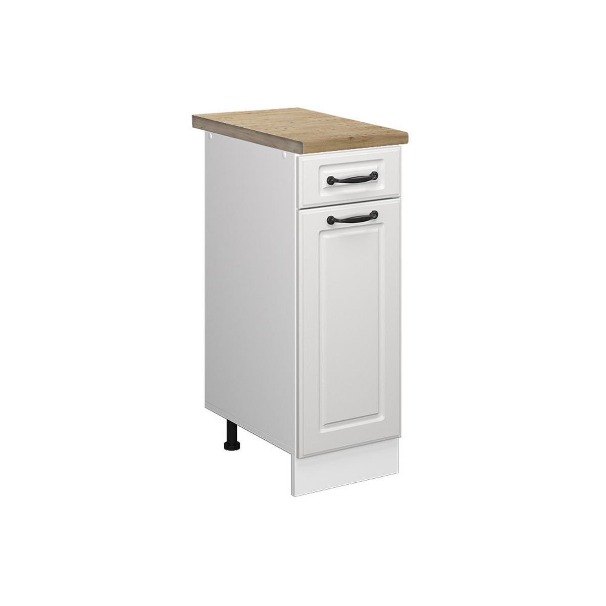 KÜCHENUNTERSCHRANK R-Line Weiß Landhaus 30 cm, AP Eiche - Weiß, Holzwerkstoff (30/81.6/60cm) - Vicco