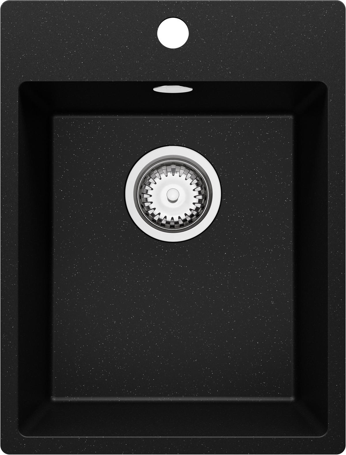 SPÜLBECKEN Riga, 2-er set Schwarz Metallic 38/50 cm 1 Becken + Ablauf-Set ab 40er Unterschrank - Chromfarben/Schwarz Hochglanz, Kunststoff (38/20/50cm) - Primagran