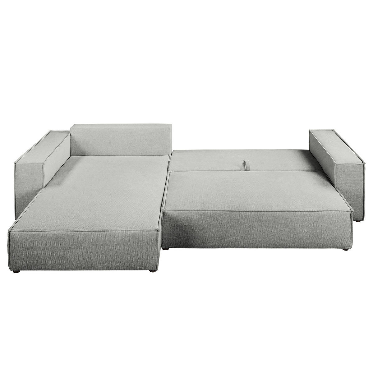 ECKSOFA mit Schlaffunktion - 290 cm - Dunkelgrau/Schwarz, Kunststoff/Textil (290/185cm) - home24