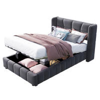 POLSTERBETT 90/200 cm Grau aus Stoff mit Stauraum - Grau, Textil (90/200cm) - OKMYHOME