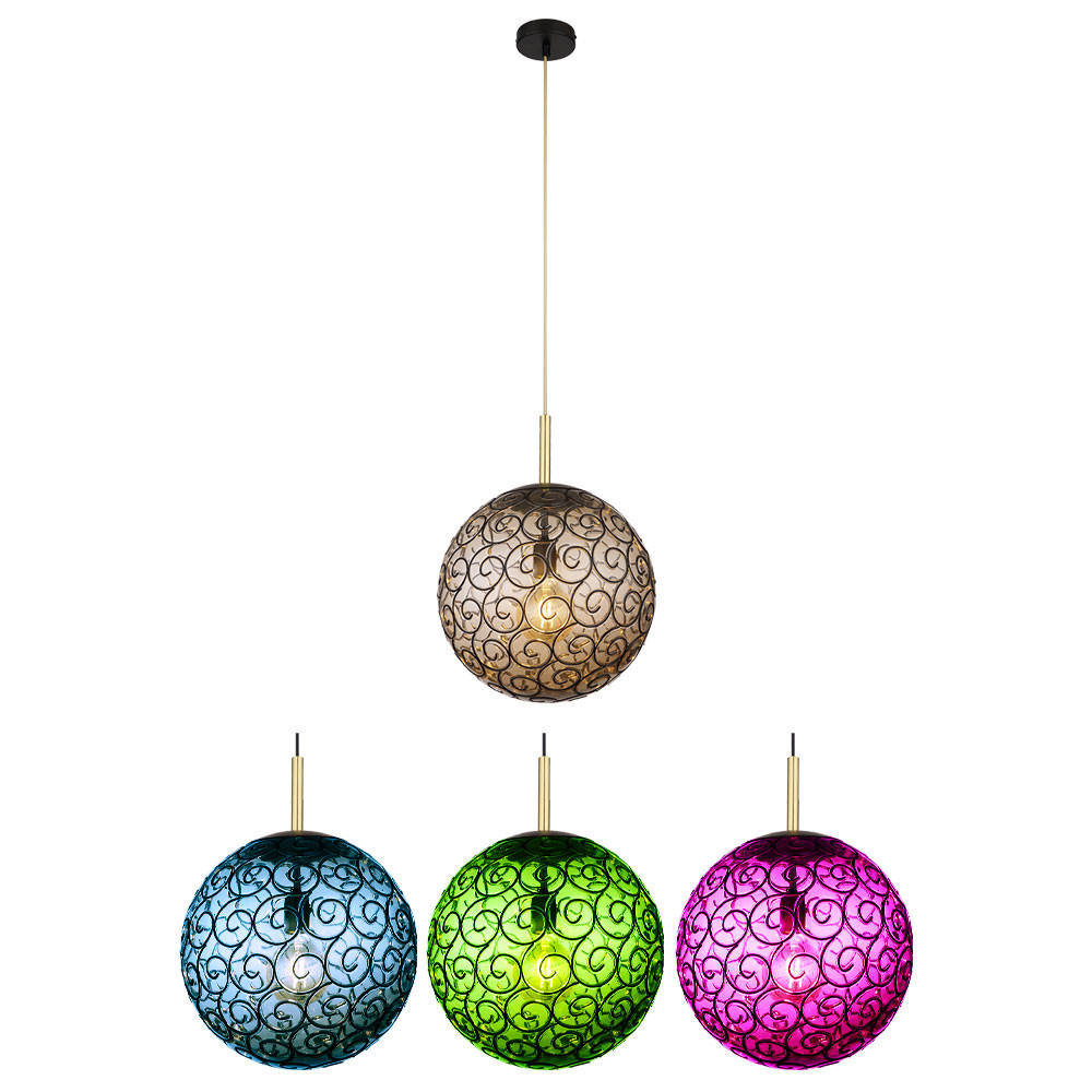 LED HÄNGELEUCHTE Metall Glas Gold - Goldfarben, Metall (35/35/120cm) - Globo Lighting