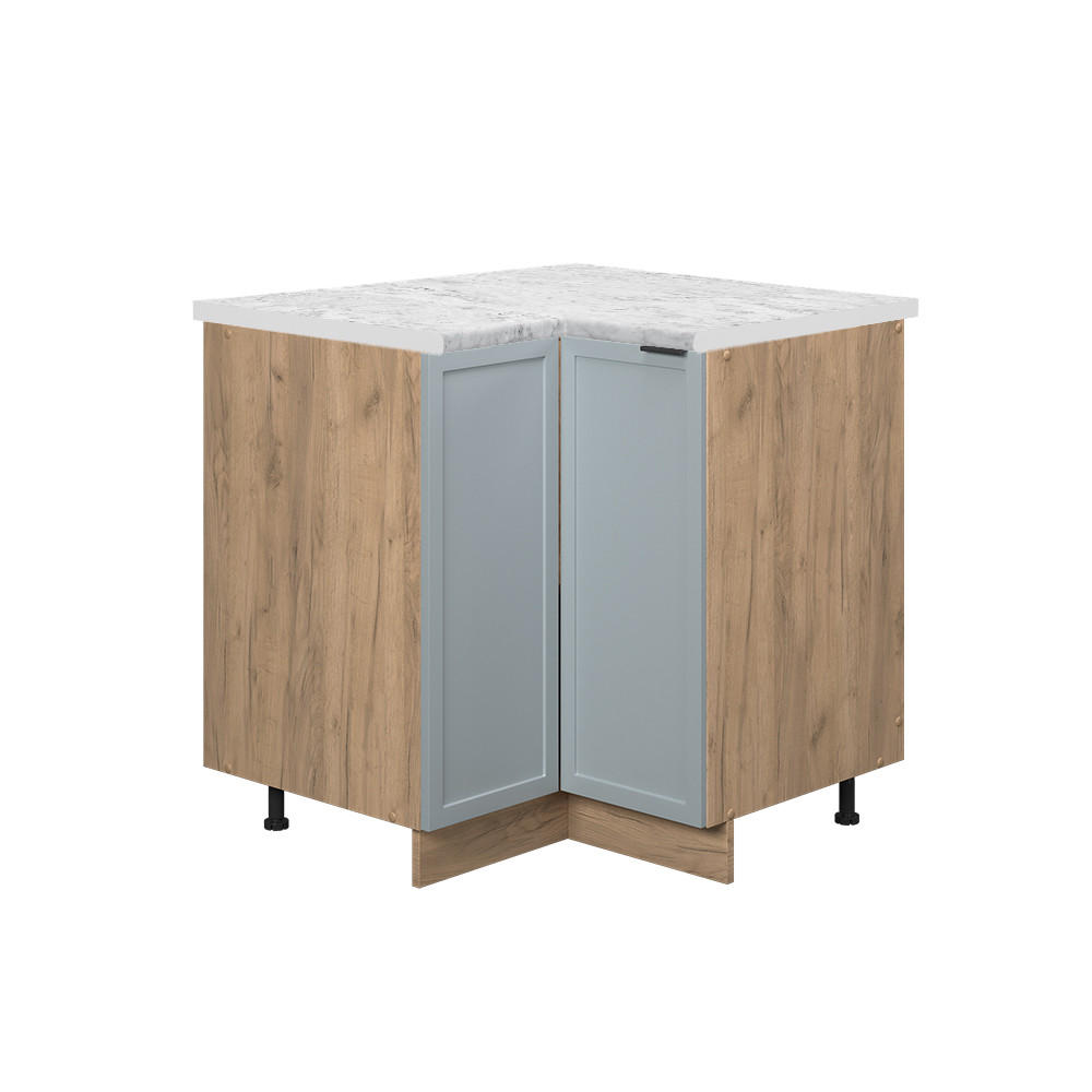 ECKUNTERSCHRANK Fame-Line Hellblau-grau 80.5 cm , AP Marmor - Eichefarben/Blaugrau, Holzwerkstoff (80.5/82/60cm) - Vicco