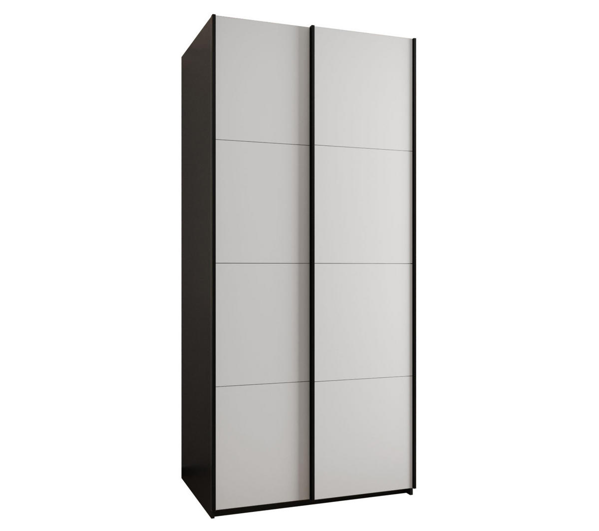 SCHWEBETÜRENSCHRANK 245,5/120/64 2-türig - Schwarz/Weiß, Holz/Metall (120/245/64cm) - Abiks Möbel