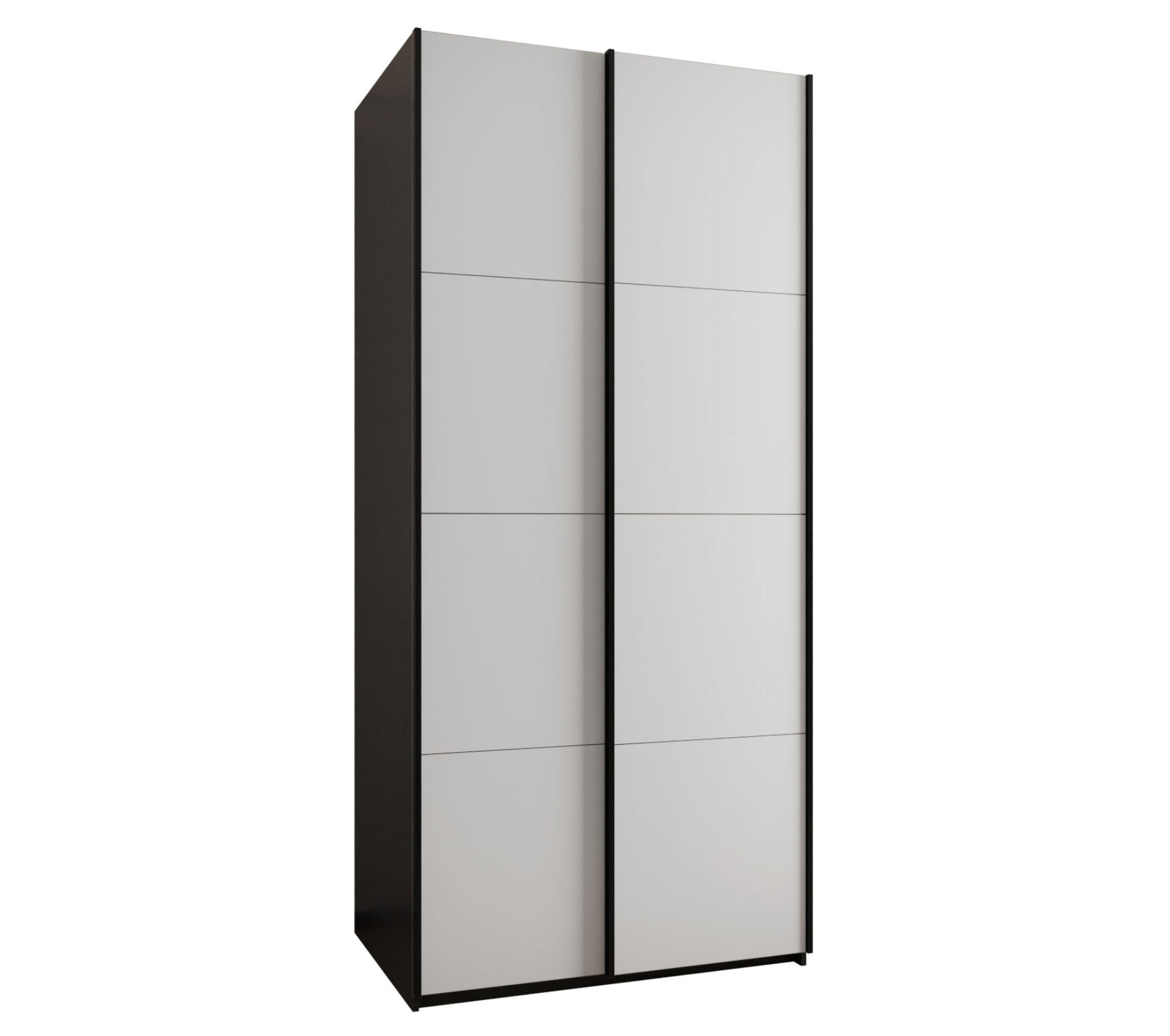 Abiks Möbel SCHWEBETÜRENSCHRANK Schwarz, Weiß, Schwarz 120cm × 64cm × 245cm