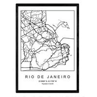 POSTER Rio De Janeiro Nordic Style A4 Schwarzer Rahmen - Schwarz, Papier (29.7/5/21cm) - Nacnic
