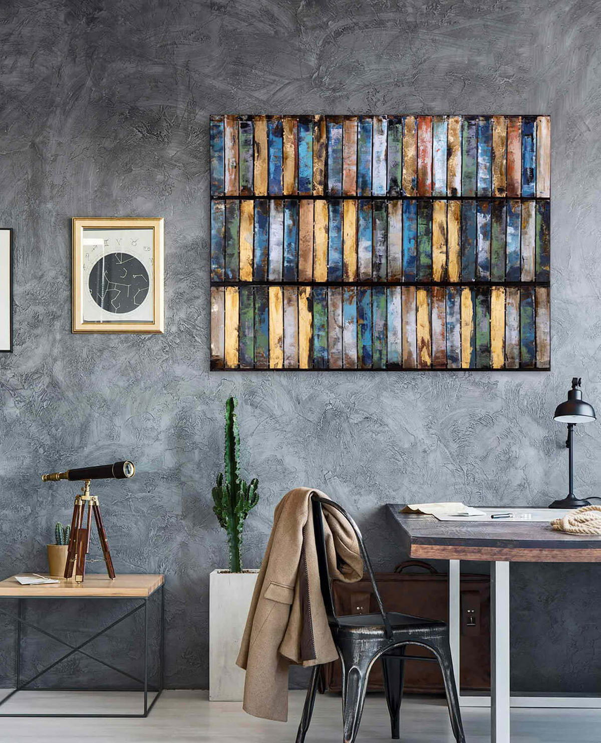 METALLBILD Blau 100/70 cm - Blau, Metall (8.8/70cm) - KUNSTLOFT