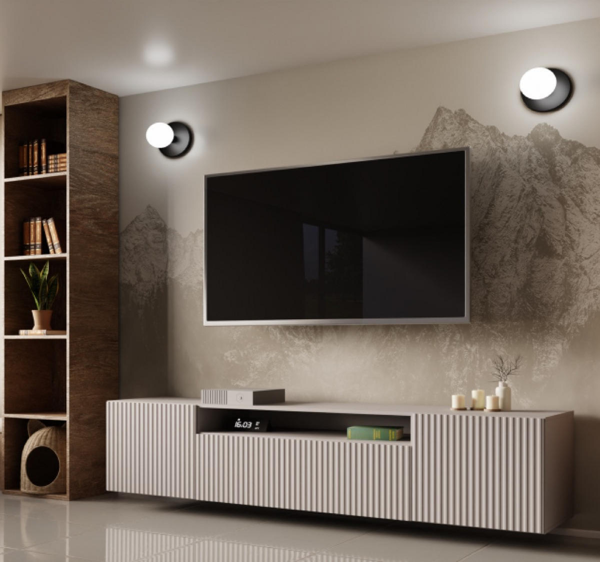 TV-SCHRANK Kaschmir NOELI Hängend Mit Gerillten Fronten - Beige, Holzwerkstoff (200/40/41cm) - Sepro Meble