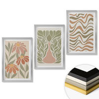WANDBILDER 3er Set - 40x60 cm Silberner Rahmen - Abstrakte Pastellblumen - Silberfarben, Kunststoff (40/60cm) - ArtPrintCave
