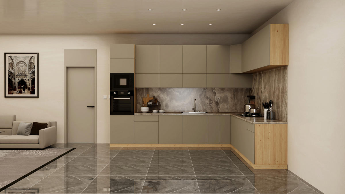 WINKELKÜCHE – Küchenzeile 360 x 300 cm VELORA – KU-S52 – Beige - Beige, Holzwerkstoff (360/248/300cm) - hi-markt