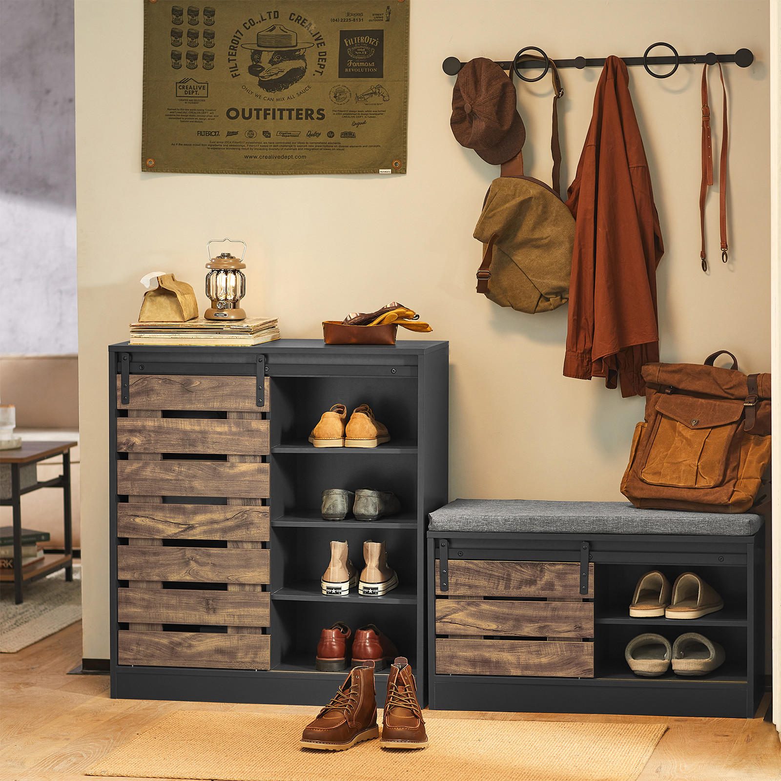 SCHUHSCHRANK Vintage - Braun, Holzwerkstoff (80/89/35cm) - SoBuy