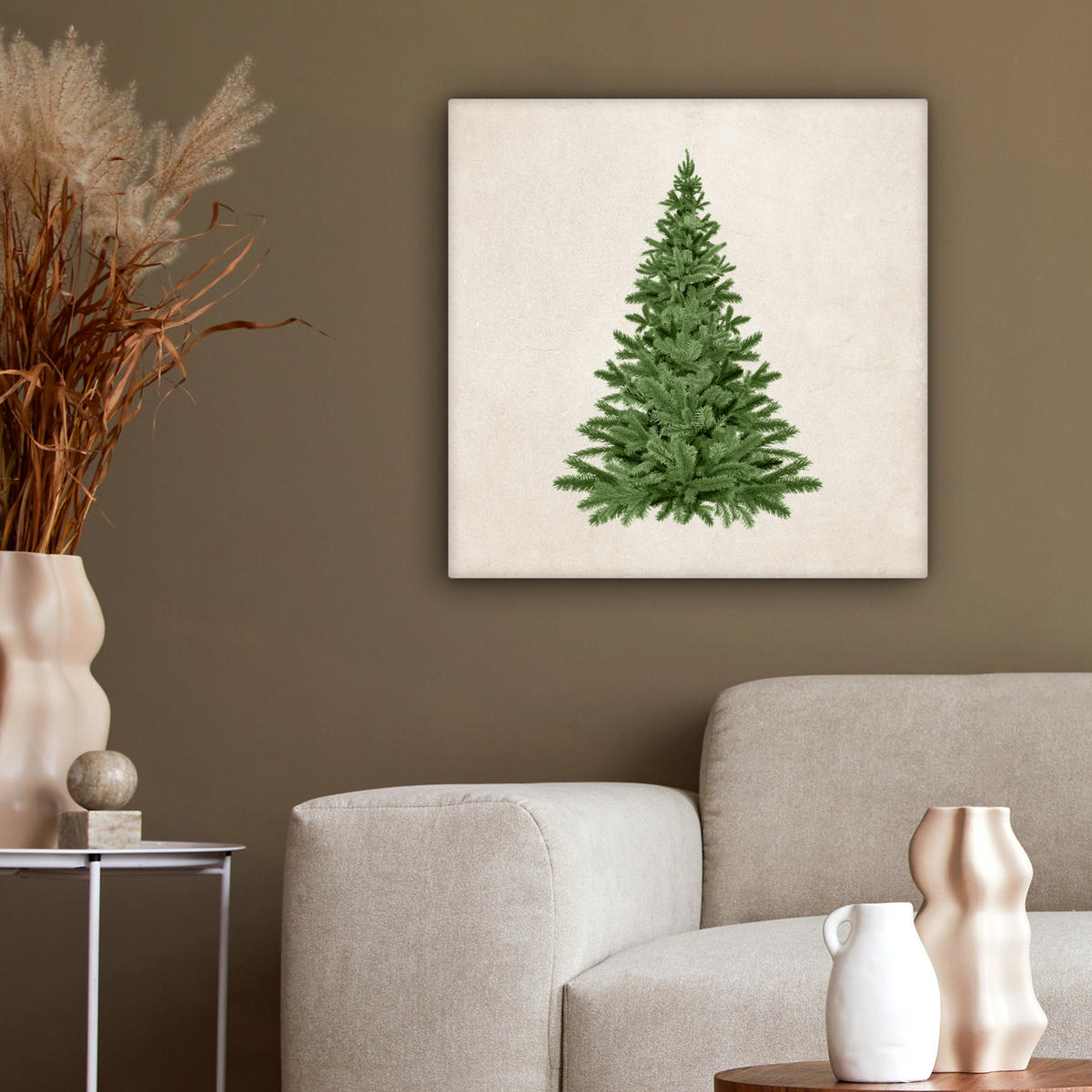 LEINWANDBILD Weihnachtsbaum - Grün - Weihnachten - Feiertage 50x50 cm - Olivgrün, Textil (50/50cm) - MuchoWow