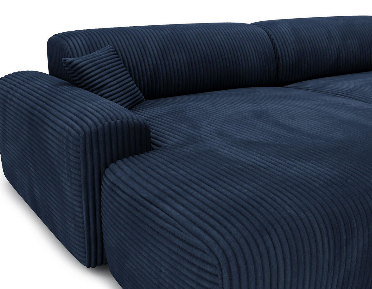 ECKSOFA mit Longchair - Cord - Blaugrau/Schwarz, Kunststoff/Textil (284/178cm) - home24