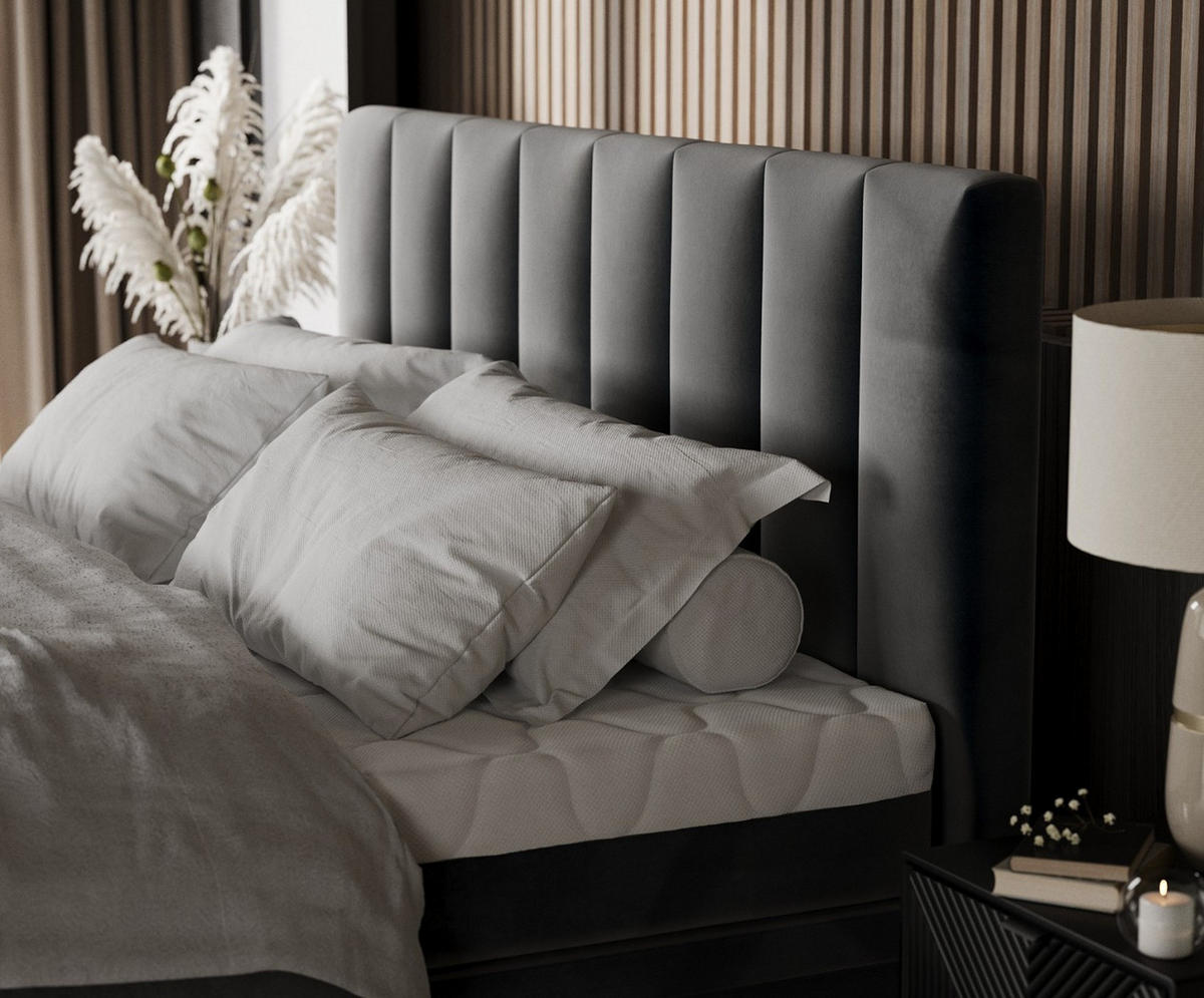 BOXBETT Lume 200/200 cm Anthrazit im Paros Stoff - Anthrazit/Schwarz, Holz/Holzwerkstoff (200/200cm) - AltaBeds