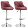 BARHOCKER 2er Set Lederlook bordeauxrot - Chromfarben/Bordeaux, Textil/Metall (46/83/49cm) - CLP
