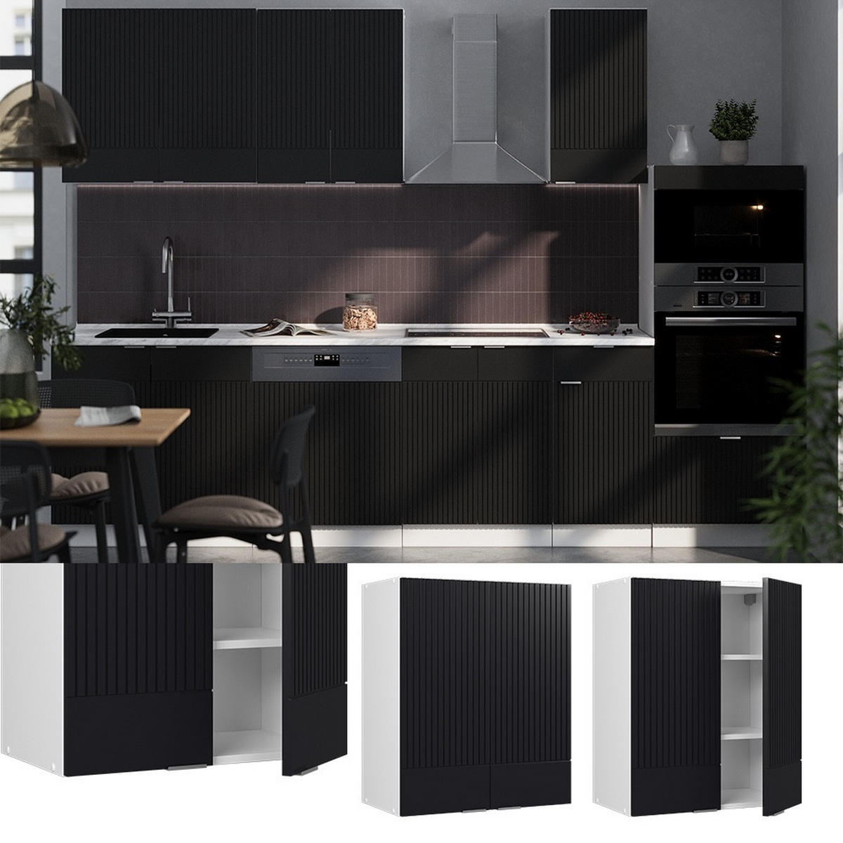 DULAP DE PERETE Fame-Line dungi negre 60 cm - alb/negru, compozit lemnos (60/72/34.1cm) - Vicco