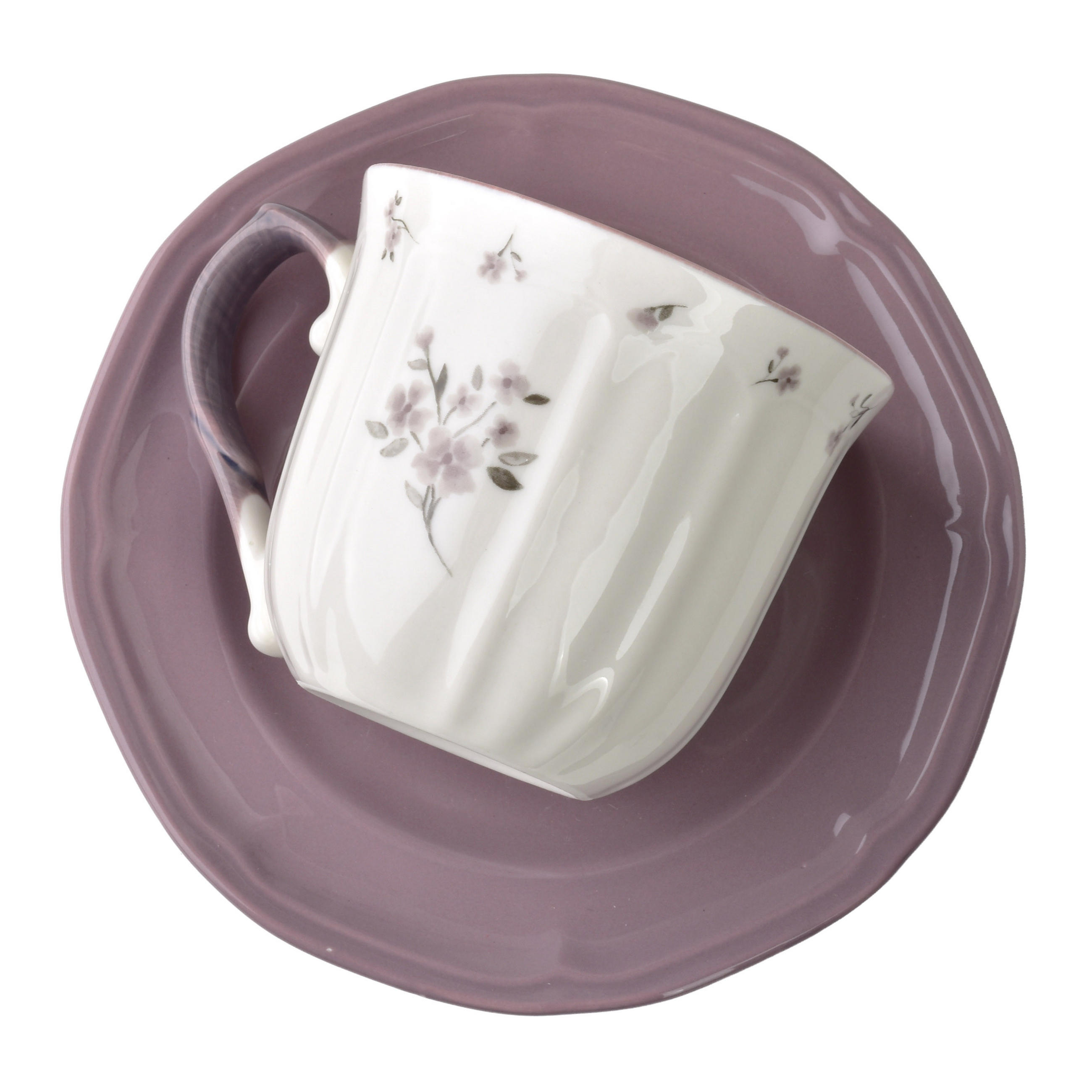 TASSE mit Untertasse Rosalie Weiß 16x16x1,5 cm Porzellan - Weiß, Keramik (0.22L) - Mondex