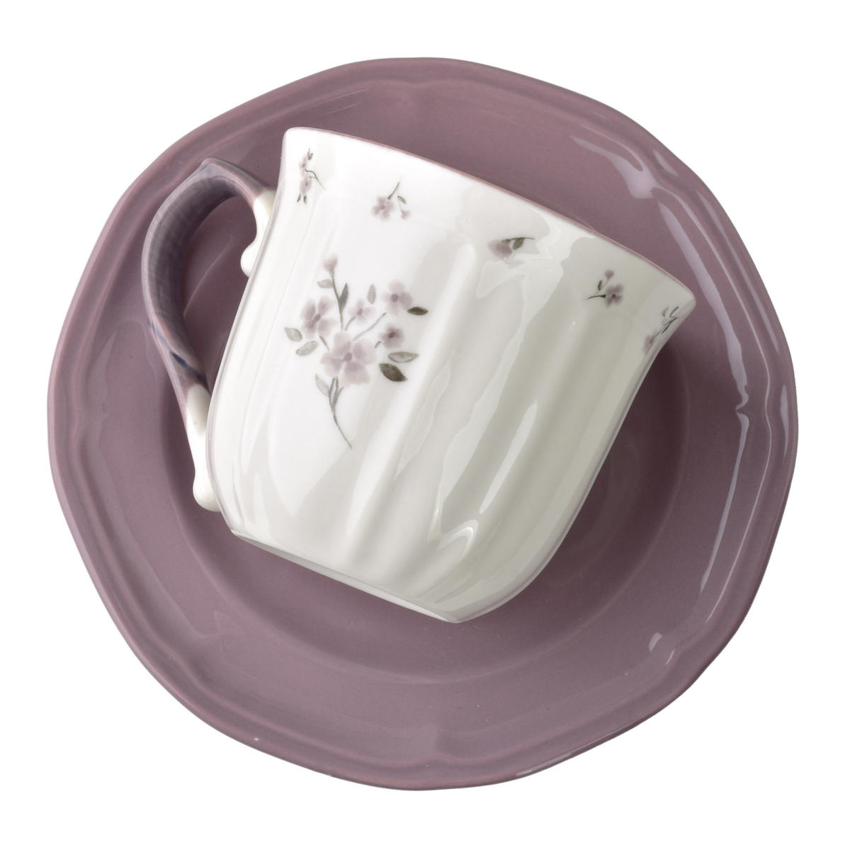 TASSE mit Untertasse Rosalie Weiß 16x16x1,5 cm Porzellan - Weiß, Keramik (0.22L) - Mondex