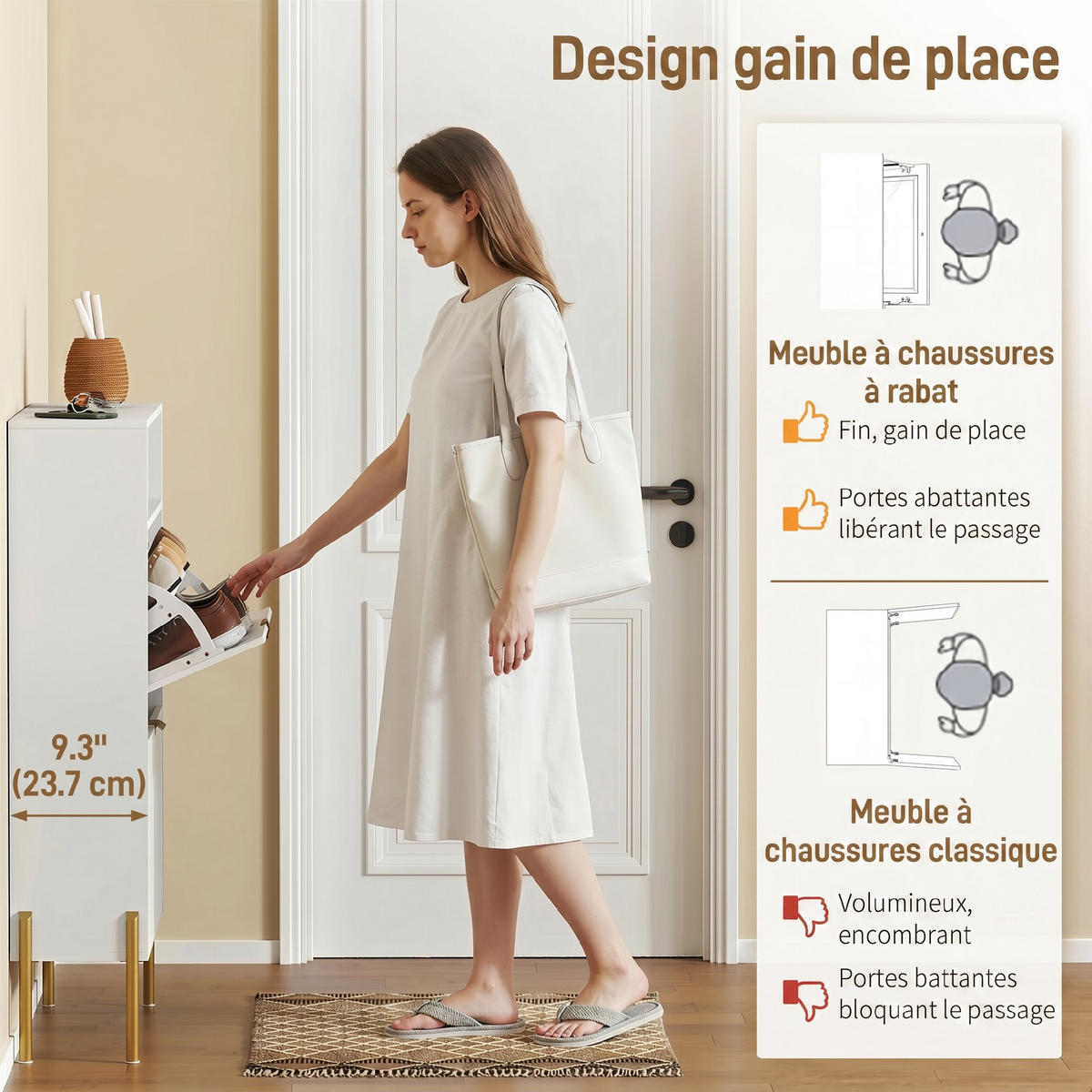 SCHUHSCHRANK Weiß MDF klappbar mit Fächern 1 Stück - Weiß, Holzwerkstoff (80/110/23.7cm) - PANGIVO