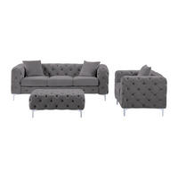 COUCHGARNITUR mit Sessel - 5 Personen - Samt, Stoff - Anthrazitgrau - EDWINA - Anthrazit, Textil (103/76/62cm) - Vente-Unique