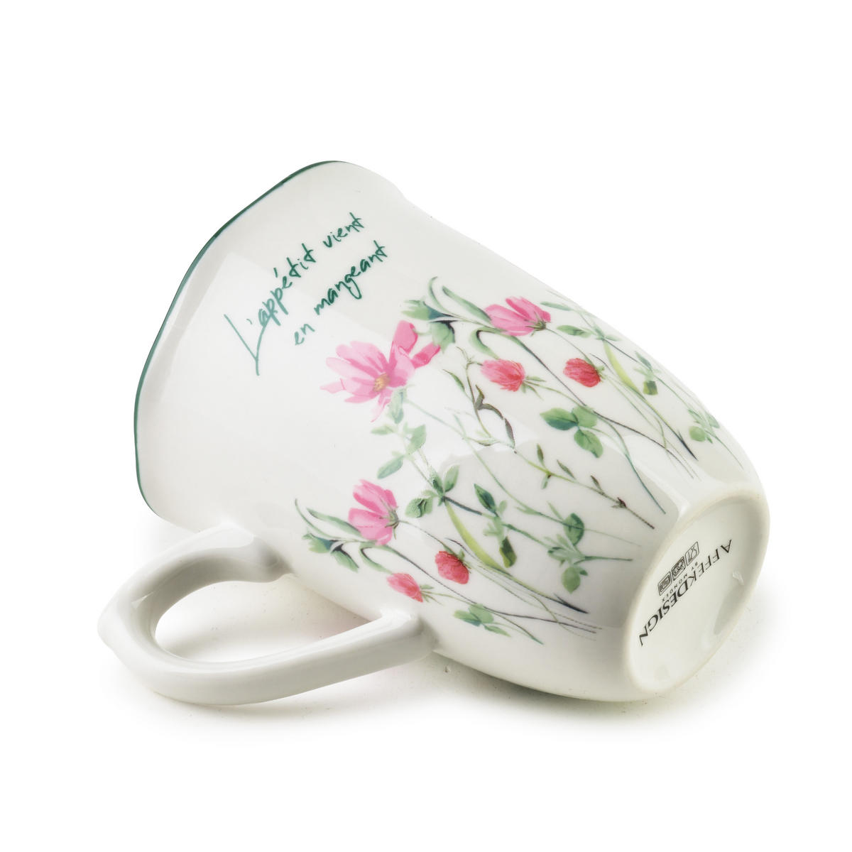 HRNEK Mollie, porcelán, bílá - zelená barva, keramika (0.34L) - Mondex