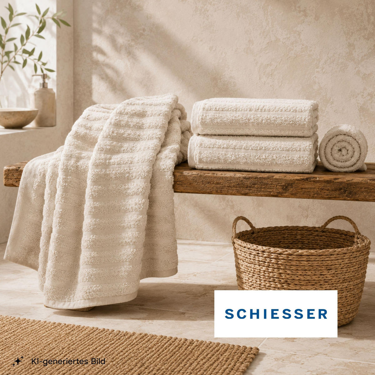 HANDTUCHSET Neapel - 4-teilig - 50x100 cm - Creme - Creme, Textil (50/100cm) - SCHIESSER
