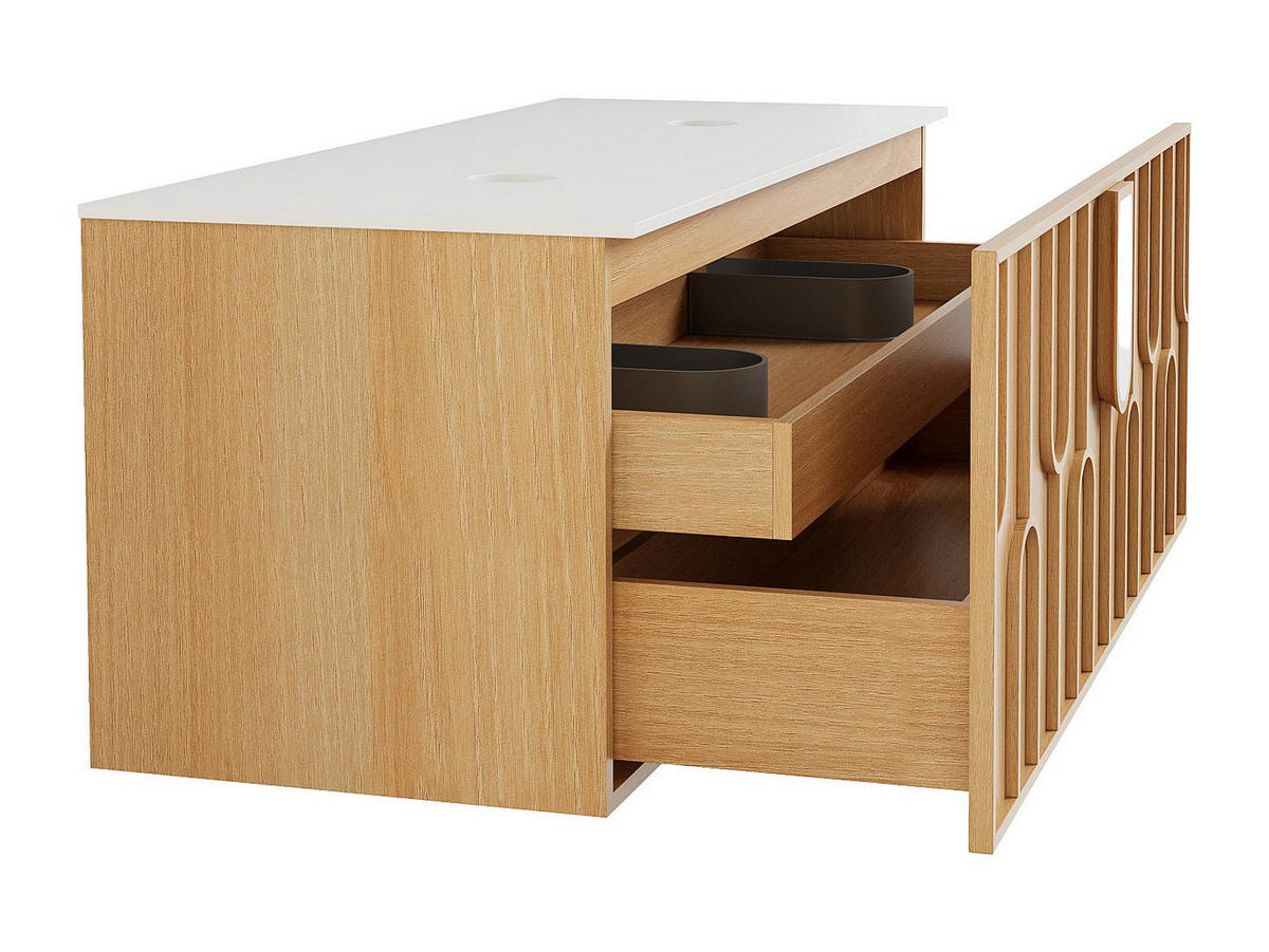 WASCHBECKENUNTERSCHRANK - 120cm x 50cm - Furnierplatte - naturfarben hell - MERKAN - Naturfarben, Holz (120/49/50cm) - Vente-Unique