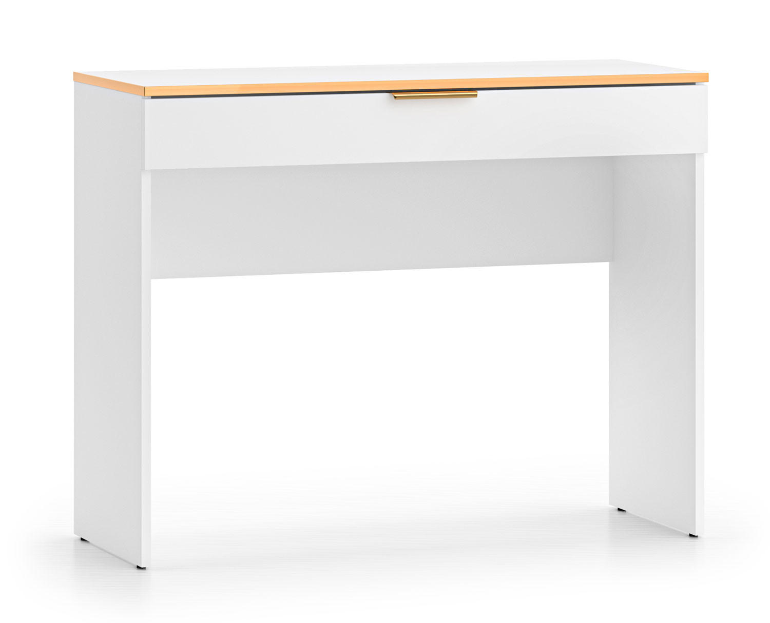 SCHMINKTISCH Viterbo Alpinweiß matt / goldfarben 100 / 40 / 79cm - Goldfarben/Weiß, Holz/Holzwerkstoff (40/100/79cm) - Feldmann-Wohnen