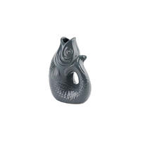 VASE Monsieur Carafon XS, Fisch-Form, Steingut, Grau, 13 cm - Grau, Keramik (13cm) - Gift Company