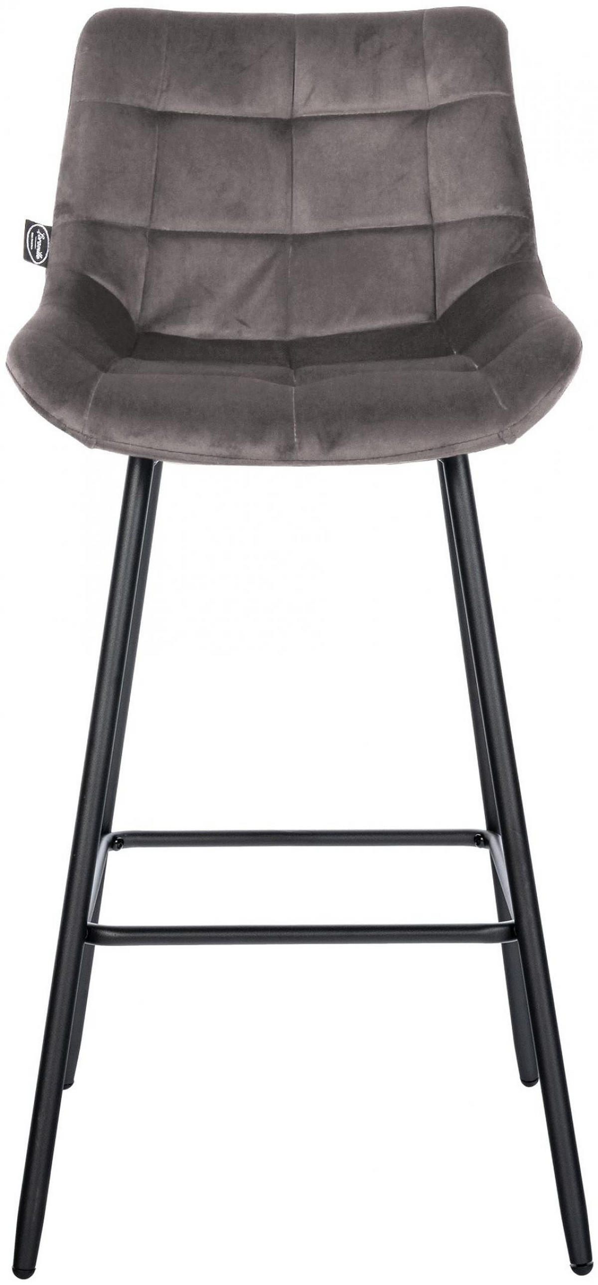 BARHOCKER Samt grau - Schwarz/Grau, Textil/Metall (49/104/56cm) - CLP