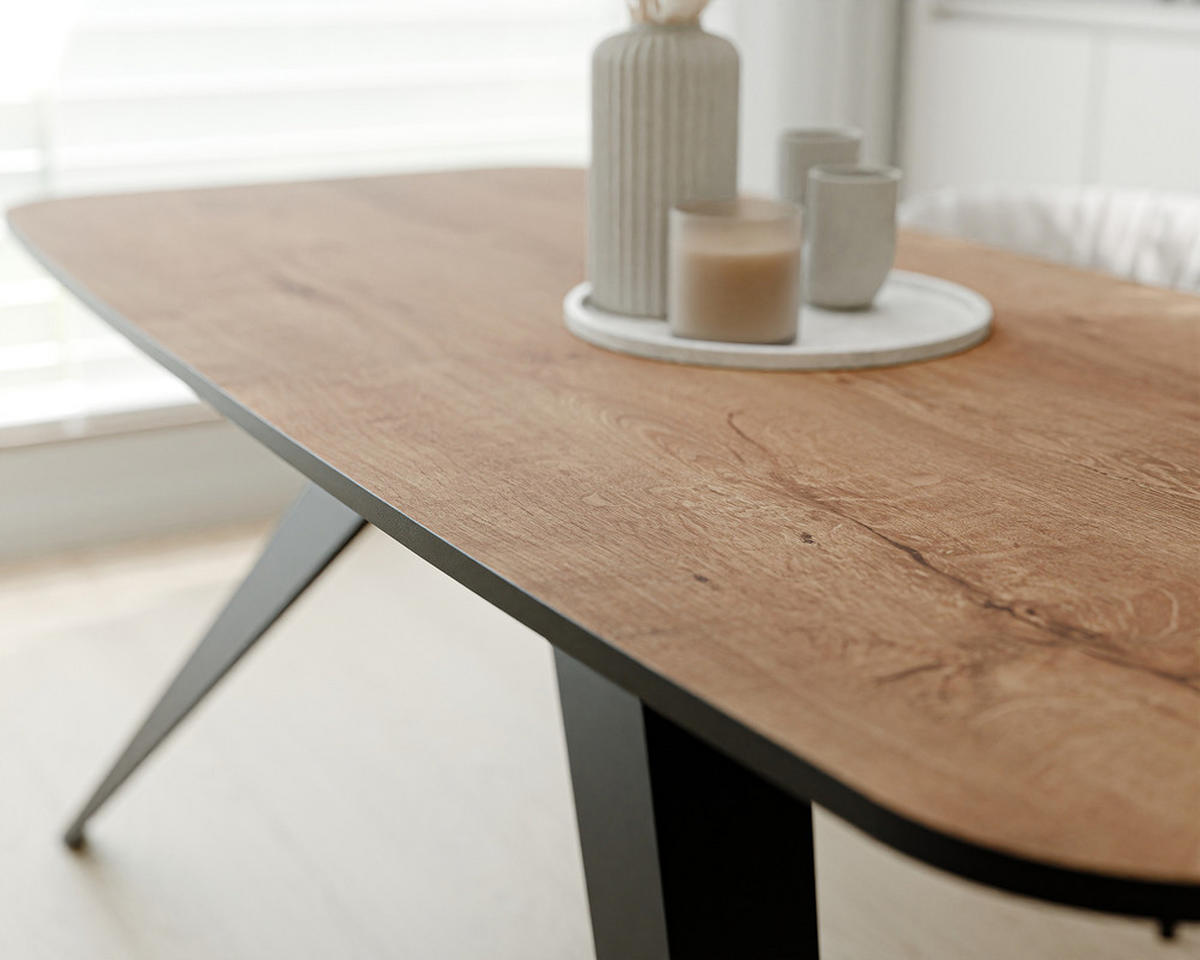 AUSZIEHTISCH FENTO 180/90/76 cm, Schwarz / Lefkas-Eiche - Schwarz/Eiche San Remo, Holzwerkstoff/Metall (90/180/76cm) - Idohome