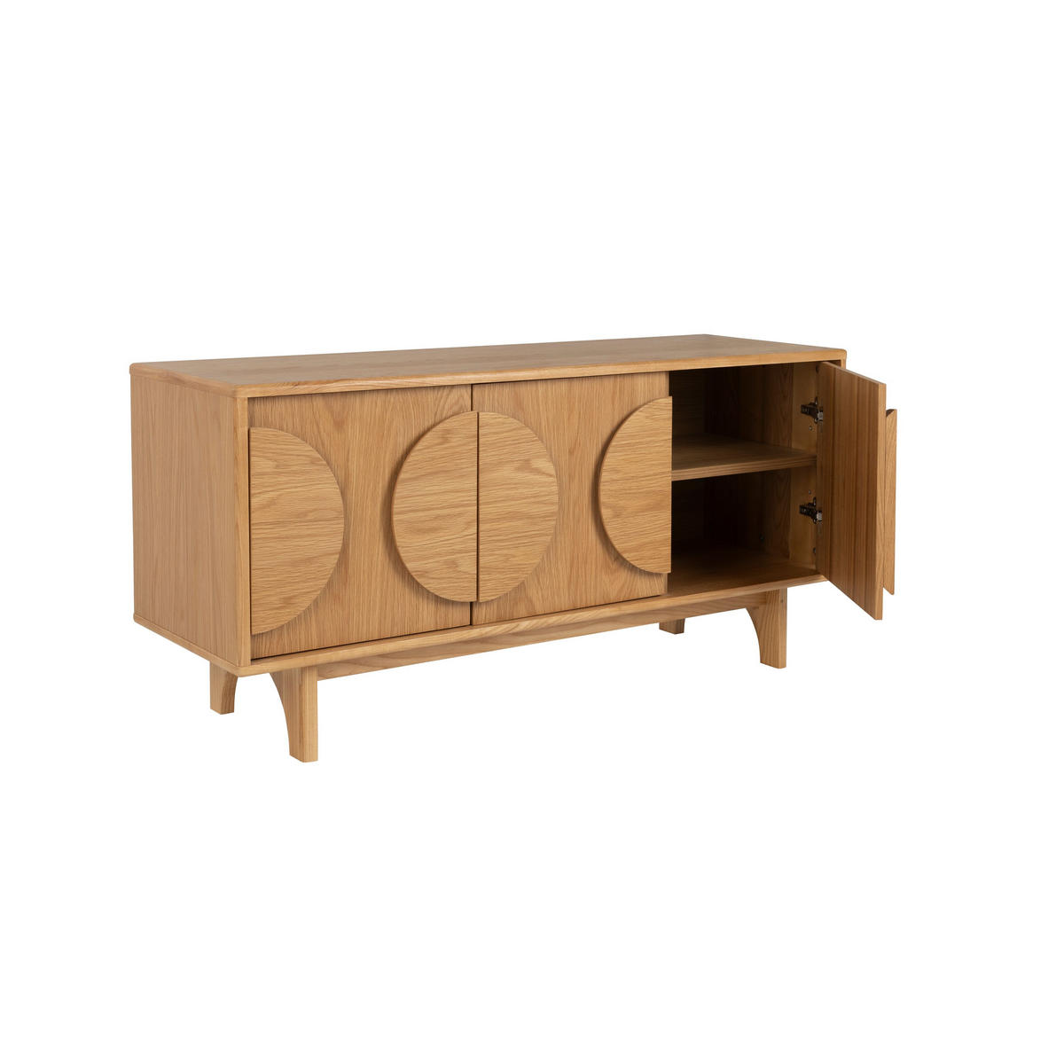SIDEBOARD Groove mit 3 Türen Eichenholz Natur - Naturfarben, Holzwerkstoff (120/58/40cm) - Zuiver