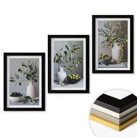 WANDBILDER 3er-Set - 20x30 cm Schwarzer Rahmen - Oliven in schlichten Vasen - Schwarz, Kunststoff (20/30cm) - ArtPrintCave