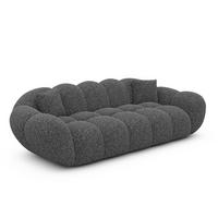 3-SITZER-SOFA Liva Graphit Bouclé - Graphitfarben, Textil (223/70/93cm) - VAROYAL