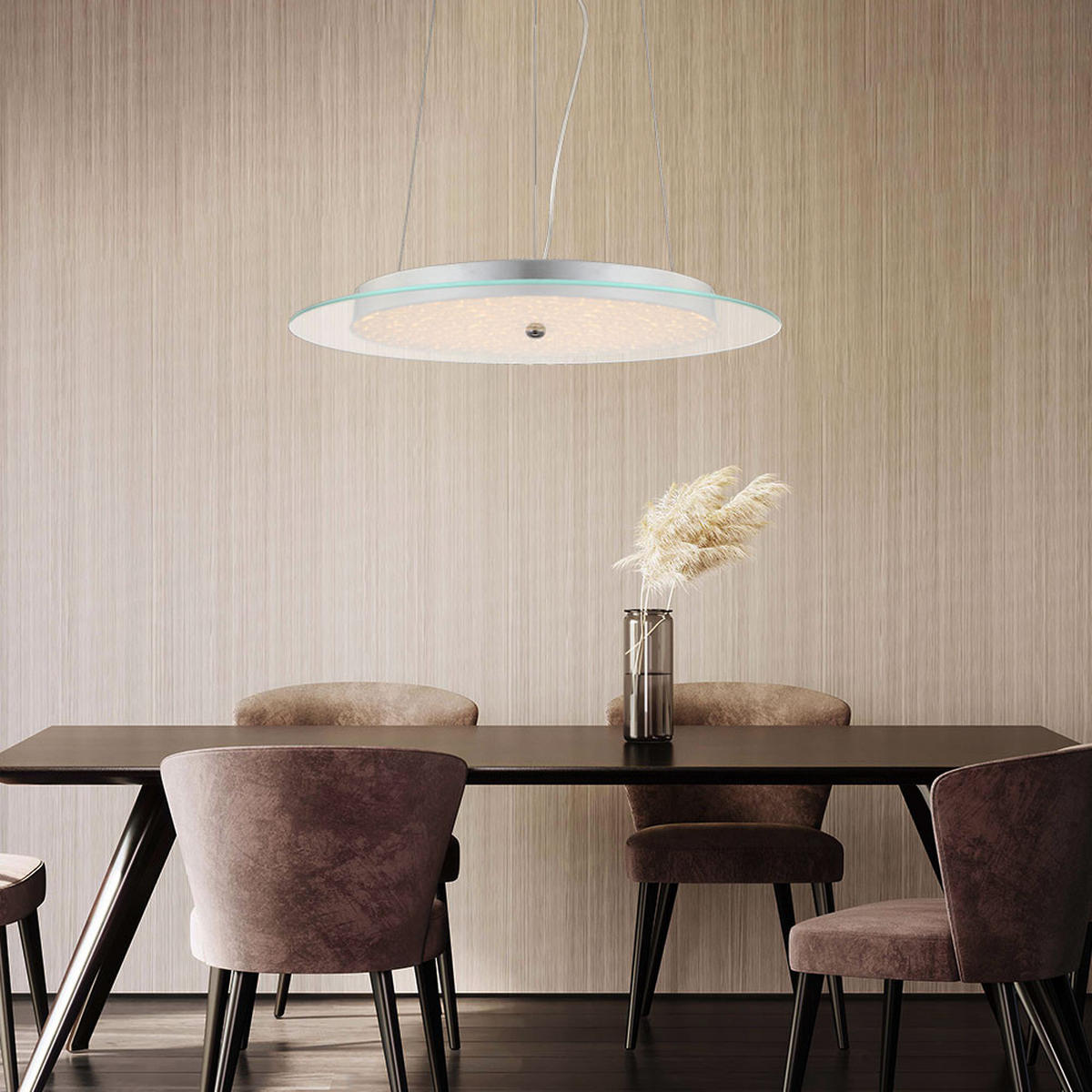 LED HÄNGELEUCHTE CHRISTIAN Silber Chrom - Silberfarben, Glas (40/40/87cm) - Globo Lighting