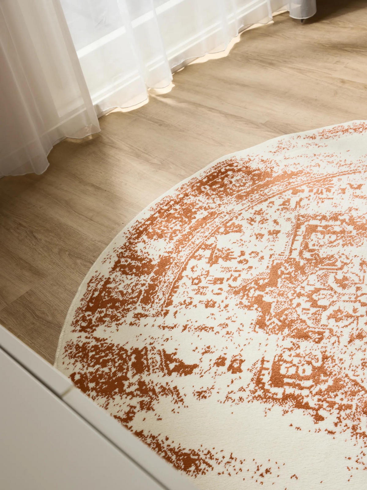 VINTAGE-TEPPICH Suki ø 160 cm rund - Creme/Orange, Kunststoff (160/160cm) - benuta
