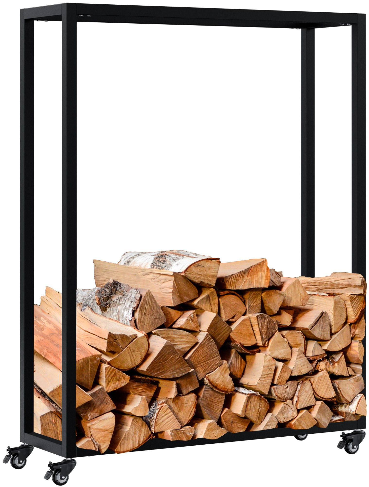 KAMINHOLZREGAL 80/25/100 cm Metall Schwarz - Schwarz, Metall (80/100/25cm) - CLP