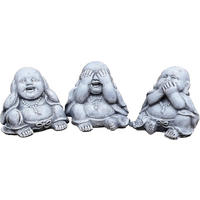 STEINFIGUR 3er Set Buddha nichts sehen sagen hören frostfest Steinguss - Grau, Stein (8/7/7cm) - stoneandstyle
