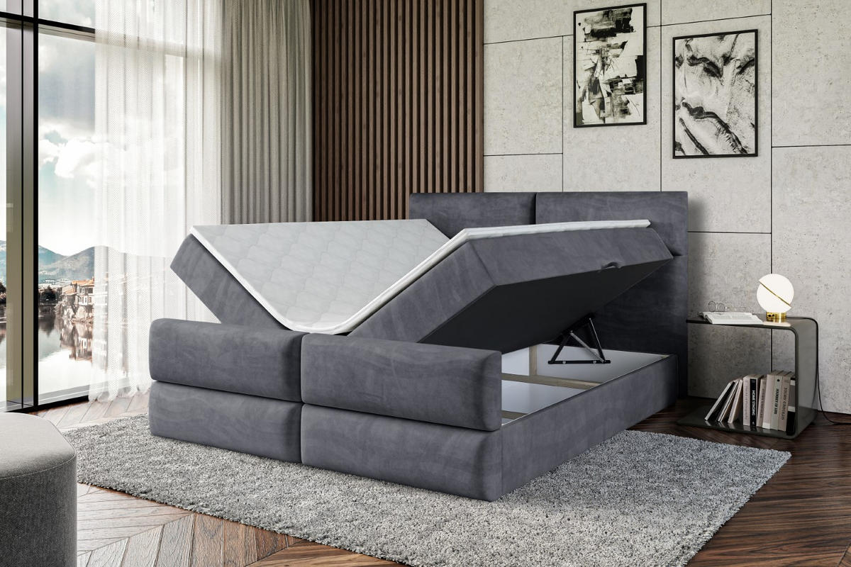 BOXBETT BOXI3-Z - 160x200 cm - H3 - Dunkelgrau - Dunkelgrau, Holzwerkstoff (160/200cm) - ALTDECOR
