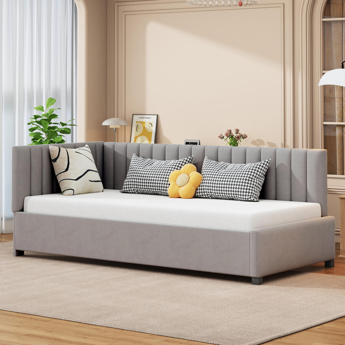 POLSTERBETT 90x200 cm Samt grau - Grau, Textil (90/200cm) - Fortuna Lai