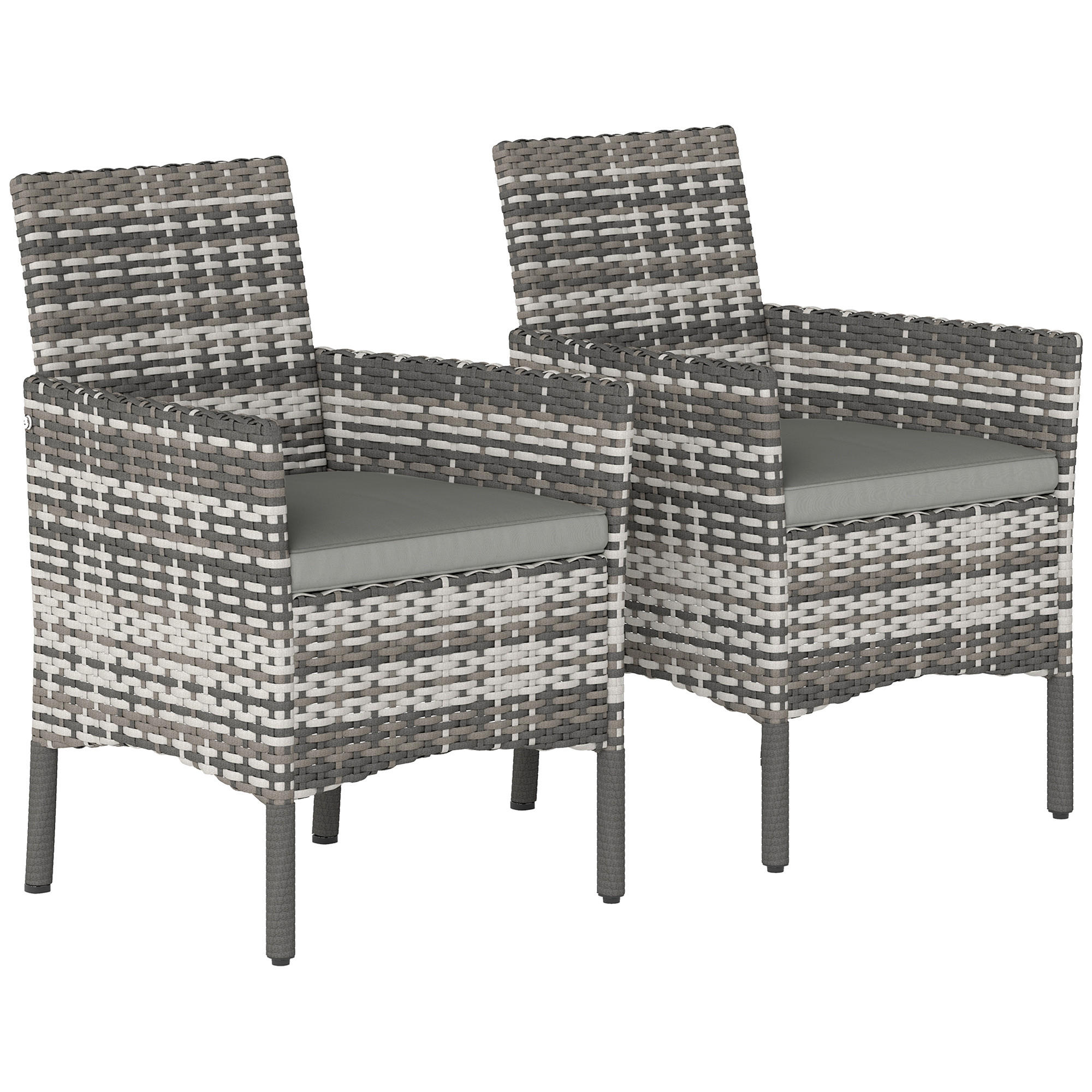 GARTENSTÜHLE 2er Set DE-06755 mit abnehmbaren Kissen Grau - Grau, Kunststoff/Metall (58/87/62cm) - ComfortXL