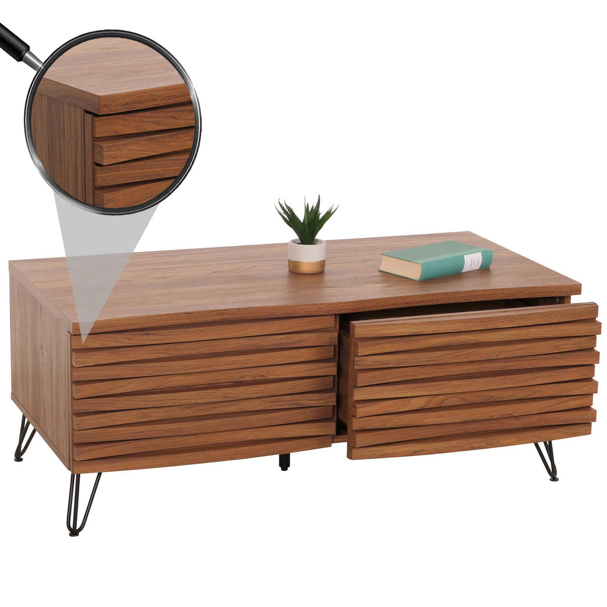 COUCHTISCH Walnuss Dekor - Walnussfarben, Holzwerkstoff (55/110/46cm) - MCW