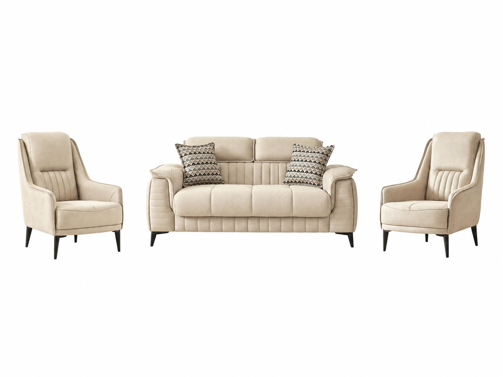 SITZGARNITUR Regina, Beige Stellvariante 2+1+1 - Beige, Holzwerkstoff/Kunststoff (178/85/95cm)