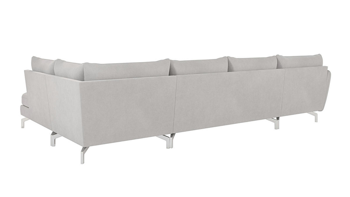 WOHNLANDSCHAFT Elou Silber Luxusmicrofaser - Chromfarben/Silberfarben, Textil/Metall (336/87/200cm) - S-Style Möbel