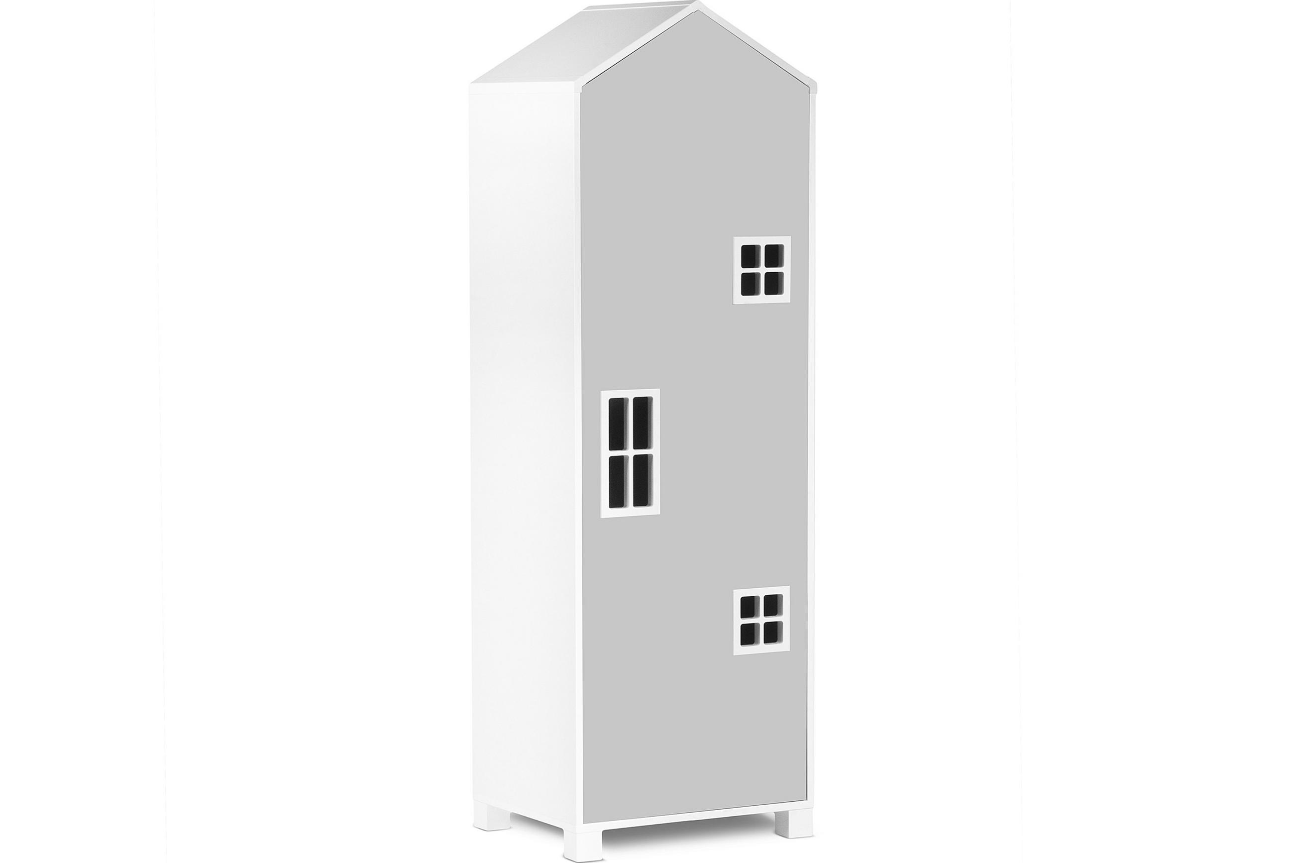 KINDERKLEIDERSCHRANK MIRUM mit Einlegeböden und Bar, Weiß/Grau - Weiß/Grau, Holz (57/172/45cm) - KONSIMO®